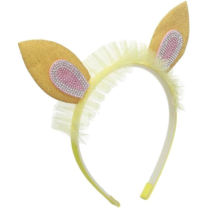 Girls Plastic Collar Hair Bow - Yellow LOG-Hband1-2 - Image 2